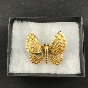 Vintage golden moth trembler pin